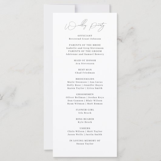 トスカーニイタリアウォーターカラースカイライン結婚式 プログラム (裏面)