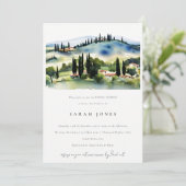 トスカーニイタリアウォーターカラーランドスケープブライダルシャワー 招待状 (スタンド正面)