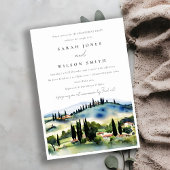 トスカーニイタリアウォーターカラーランドスケープ婚約 招待状