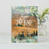 トスカーニイタリアオリーブ結婚式は日付カードを保存 サンキューカード (スタンド正面)