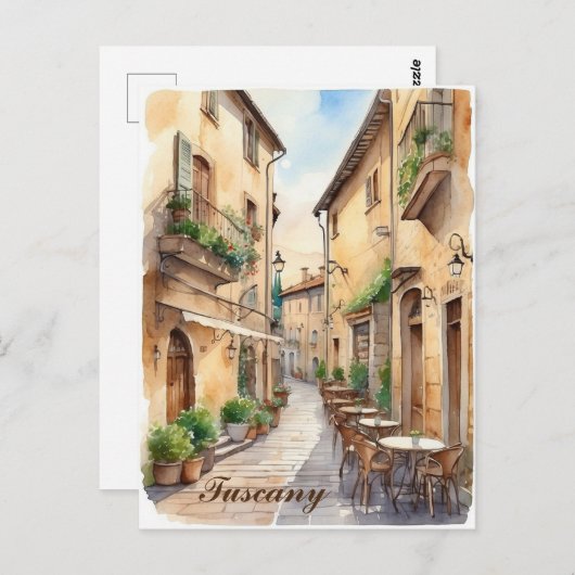 トスカーニイタリアトスカーナカフェ水彩旅行 ポストカード (正面/裏面)