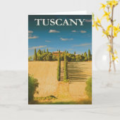 トスカーニイタリアレトロヴィンテージ旅行ポスター カード (黄色い花)