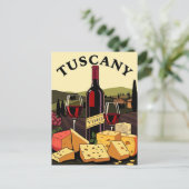 トスカーニイタリアワインとチーズ料理旅行アート ポストカード (スタンド正面)