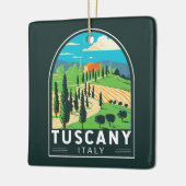 トスカーニイタリアヴィネヤードトラベルアートヴィンテージ セラミックオーナメント (左)