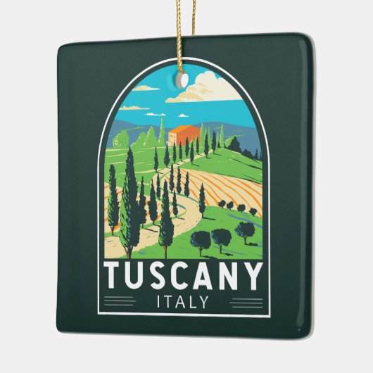 トスカーニイタリアヴィネヤードトラベルアートヴィンテージ セラミックオーナメント (左)