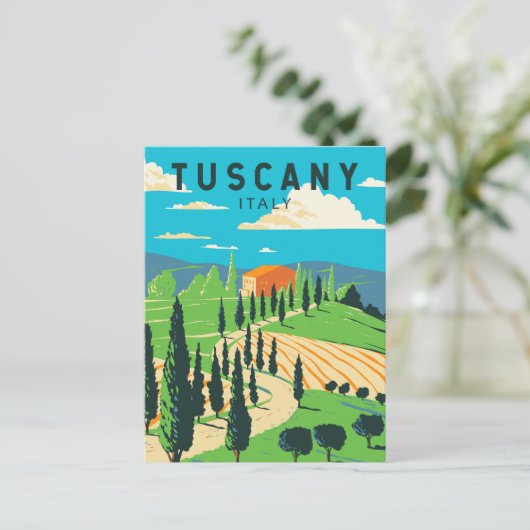 トスカーニイタリアヴィネヤードトラベルアートヴィンテージ ポストカード (スタンド正面)