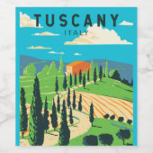 トスカーニイタリアヴィネヤードトラベルアートヴィンテージ ワインラベル (シングルラベル)