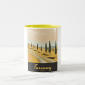 トスカーニイタリアヴィンテージスタイル旅行ポスター ツートーンマグカップ (中央)