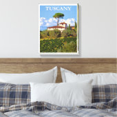 トスカーニイタリアヴィンテージトラベルイタリアンヴィラポスター キャンバスプリント (インサイチュ (寝室))