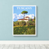 トスカーニイタリアヴィンテージトラベルイタリアンヴィラポスター キャンバスプリント (インサイチュ (ウッドフロア))