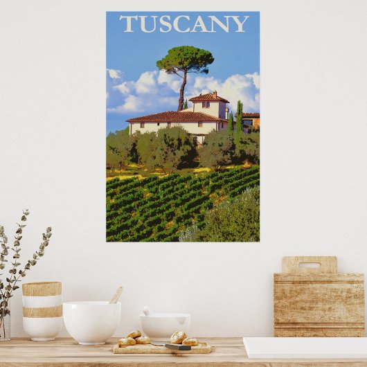 トスカーニイタリアヴィンテージトラベルヴイタリアンィラ ポスター (キッチン)