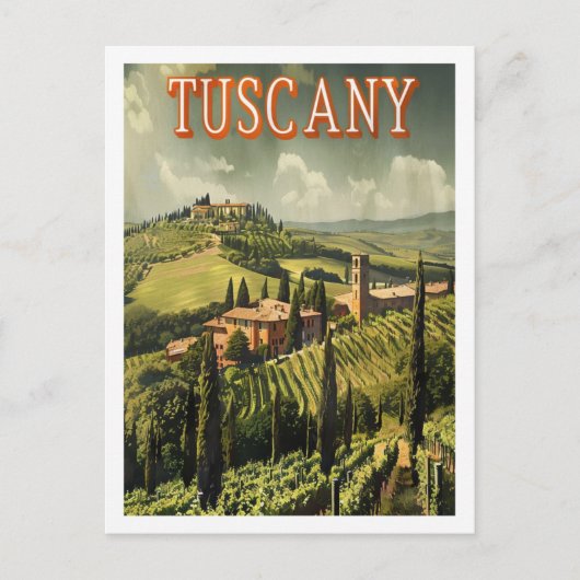 トスカーニイタリアヴィンテージ有名な旅行の場所 ポストカード (正面)