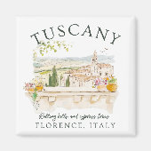 トスカーニイタリア旅行転がの丘とヒノキの木 マグネット (正面)