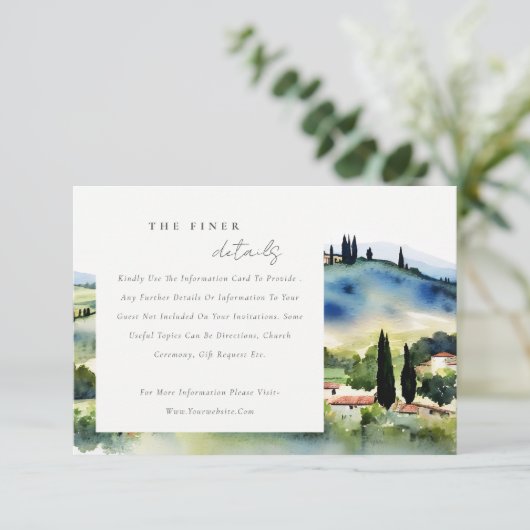トスカーニイタリア水彩風景結婚の詳細 エンクロージャーカード (スタンド正面)