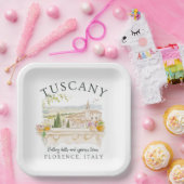 トスカーニイタリア – フィレンツェ丘陵とヒノキ ペーパープレート (パーティー)