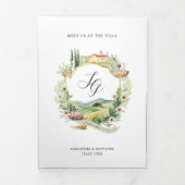 トスカーニイタリア |図解入りの、写真付きの結婚s 三つ折り招待状 (カバー)