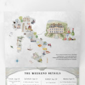 トスカーニイタリア |図解入りの、写真付きの結婚s 三つ折り招待状 (内部最初)