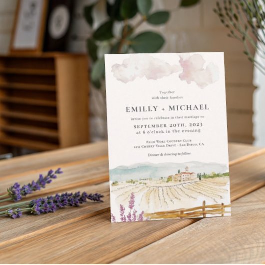 トスカーニイタリア |図解入りの、写真付きの結婚s 招待状