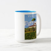 トスカーニイタリイタリアンアヴィラレトロトラベルポスター ツートーンマグカップ (正面右)