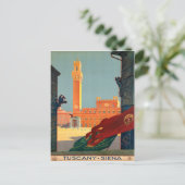 トスカーニシエナイタリアヴィンテージイタリアン旅行ポスター ポストカード (スタンド正面)