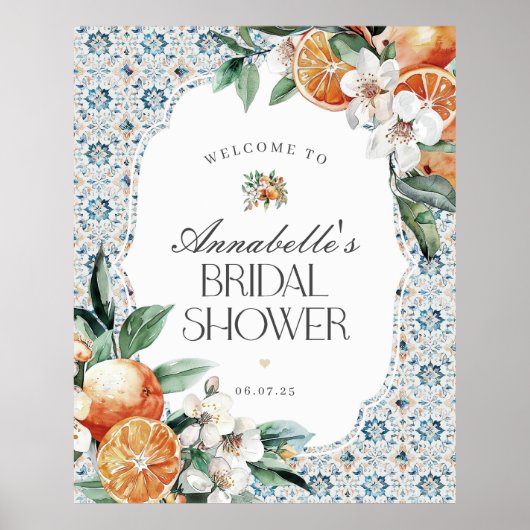 トスカーニタイルイタリアンブライダルシャワーウェルカムサイン ポスター (正面)