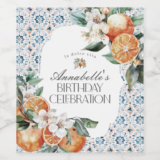 トスカーニタイルシトラスイタリアンバースデーパーティバーウェア ワインラベル (シングルラベル)