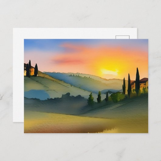 トスカーニヒルズ名勝の水彩絵葉書 ポストカード (正面/裏面)