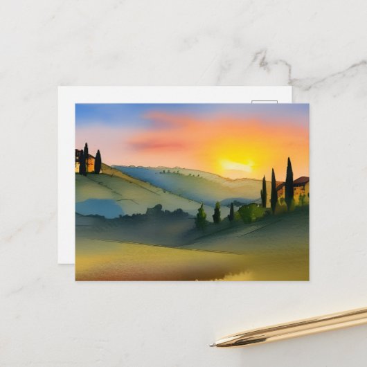 トスカーニヒルズ名勝の水彩絵葉書 ポストカード (正面/裏面インサイチュ)