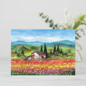 トスカーニャの春、鮮やかな赤、ピンク、黄色、青 招待状 (スタンド正面)