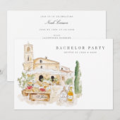 トスカーニャの水彩画 結婚前お披露目パーティー招待状カード 招待状 (正面/裏面)