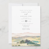 トスカーニャ イタリア 水彩画のスカイライン ウェディング フォト 招待状 (正面)