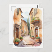 トスカーニーイタリアトスカーナヴィレッジウォーターカラートラベル ポストカード (正面/裏面)