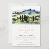 トスカーニーイタリア水彩風景カップルのシャワー 招待状 (正面)