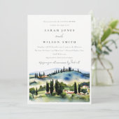 トスカーニーイタリア水彩風景カップルのシャワー 招待状 (スタンド正面)