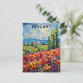 トスカーニーイタリイタリアンアルヴィネヤードテクスチャード水色 ポストカード (スタンド正面)