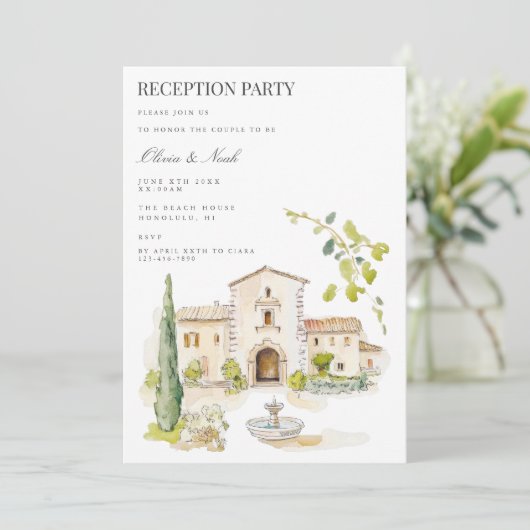 トスカーニーウォーターカラーイタリア披露宴招待状カード 招待状 (スタンド正面)