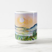 トスカーニーサンライズウォーターカラージャーニーイタリア コーヒーマグカップ (中央)