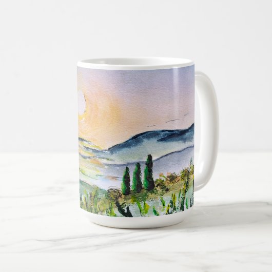 トスカーニーサンライズウォーターカラージャーニーイタリア コーヒーマグカップ (正面右)