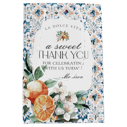 トスカーニータイルカンシトラオレンジイタリアンギリシャ沿岸 ミディアムペーパーバッグ (正面)