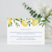 トスカーニーレモン青いタイルウェディングシャワーレジストリ エンクロージャーカード (スタンド正面)