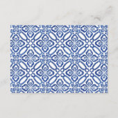 トスカーニーレモン青いタイルウェディングシャワーレジストリ エンクロージャーカード (裏面)