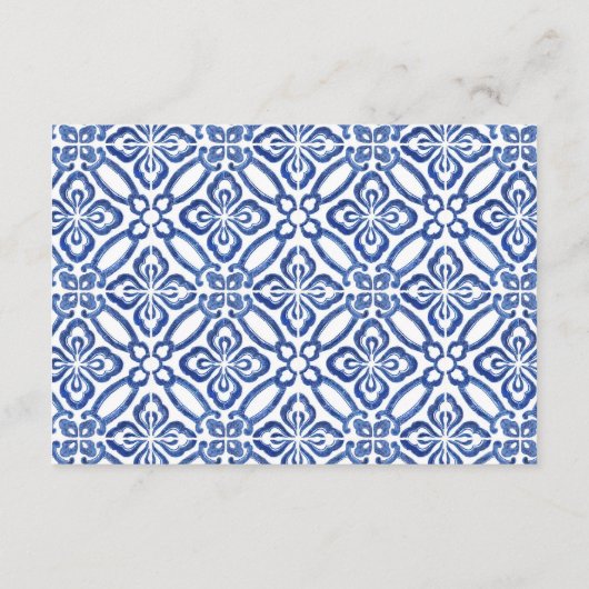 トスカーニーレモン青いタイルウェディングシャワーレジストリ エンクロージャーカード (裏面)