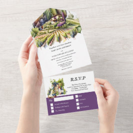 トスカーニ イタリア ワイナリー ラベンダー イタリア ワインボトル オールインワン招待状