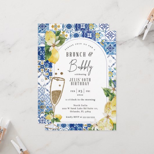 トスカーンレモンテーマ誕生日招待状 招待状 (正面/裏面インサイチュ)