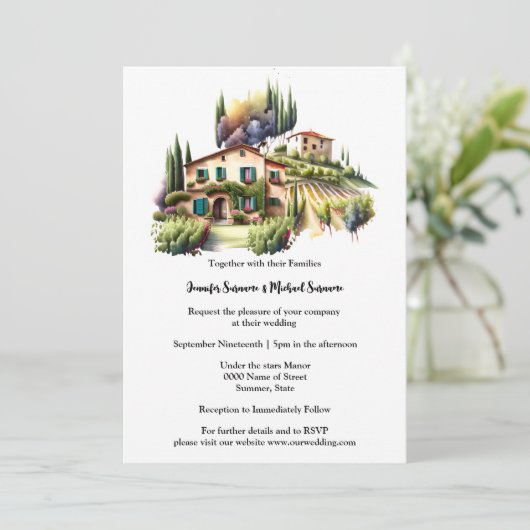 トスカーンヴィラウォーターカラーイタリアンヴィンヤードワイナリー 招待状 (スタンド正面)