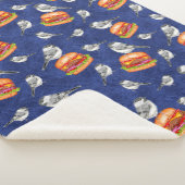 トストドタホチーズバーガー鳥オン深いブルー シェルパブランケット (3/4)