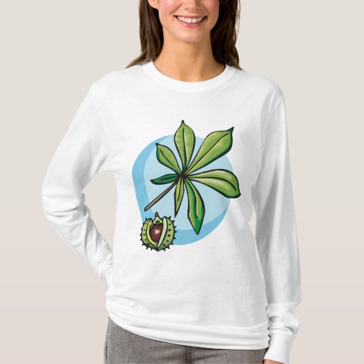 トチノキの葉と栃の実 Tシャツ (正面)