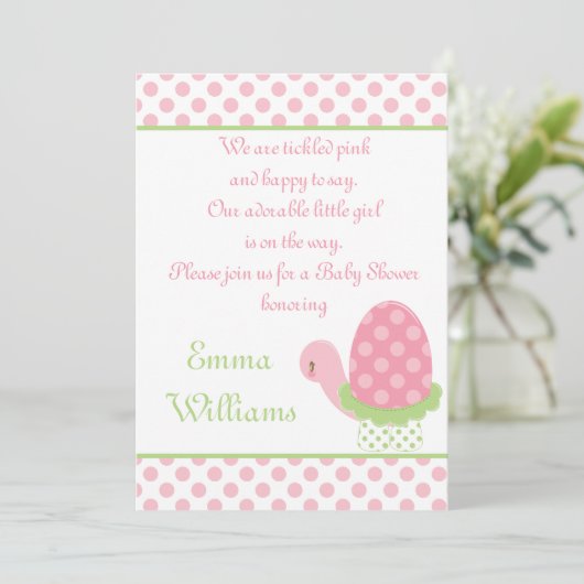 トッツィーのカメのベビーシャワーの招待状5" x 7" 招待状 (スタンド正面)