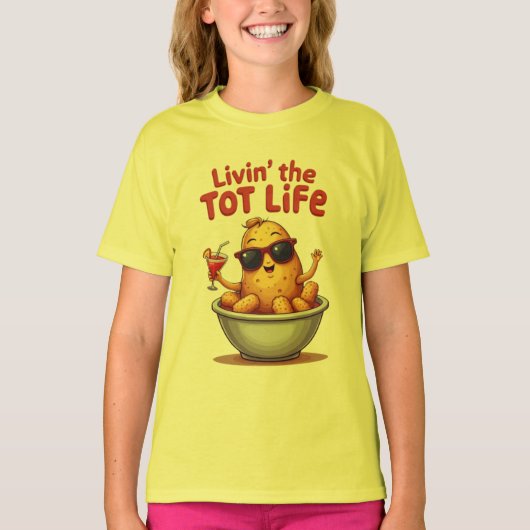 トットライフのリヴィン – Tater Totsおもしろい Potato Tシャツ (正面)