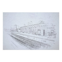 トッドモーデン駅のスケッチ ヴィンテージスタイル